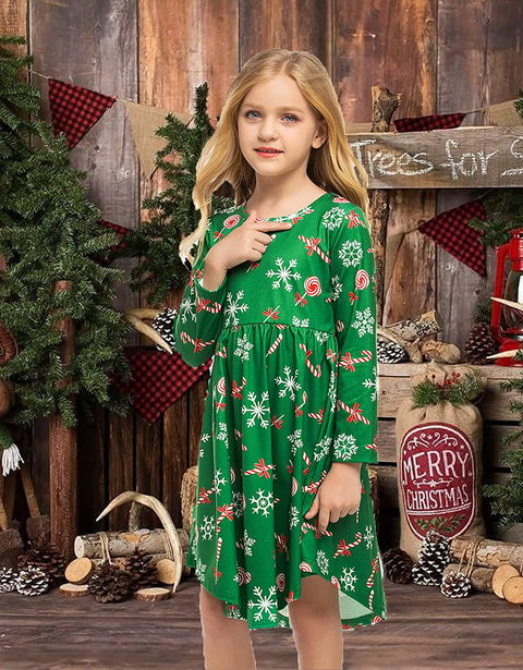 Arshiner Girls Long Sleeve Floral Dress Boho Twirly Skater Swing Dresses