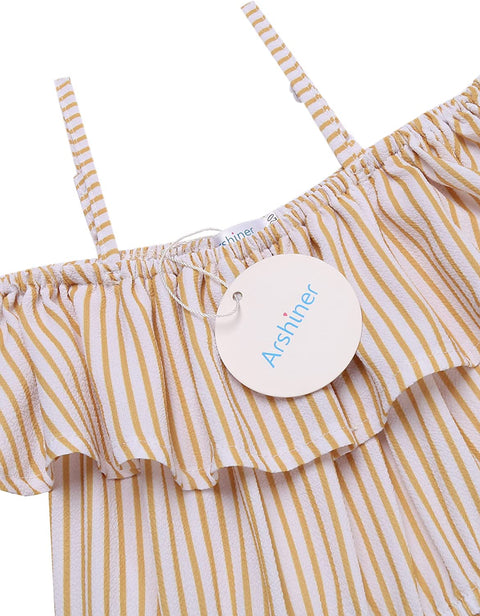 Arshiner Girls Kids Jumpsuit Off Shoulder Ruffle Romper Playsuit Summer Outfits Clothes Set