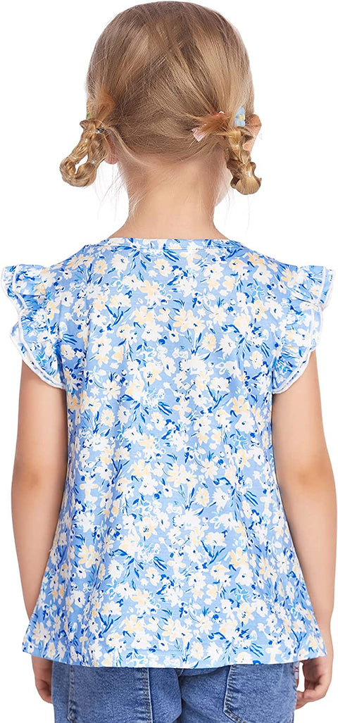 Arshiner Girls Basic Ruffle Sleeve Cute T-Shirt