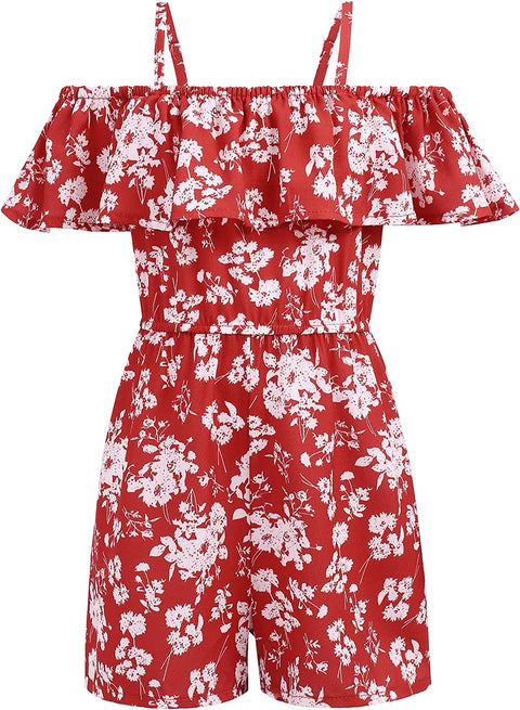 Arshiner Girls Kids Jumpsuit Off Shoulder Ruffle Romper Playsuit Summer Outfits Clothes Set