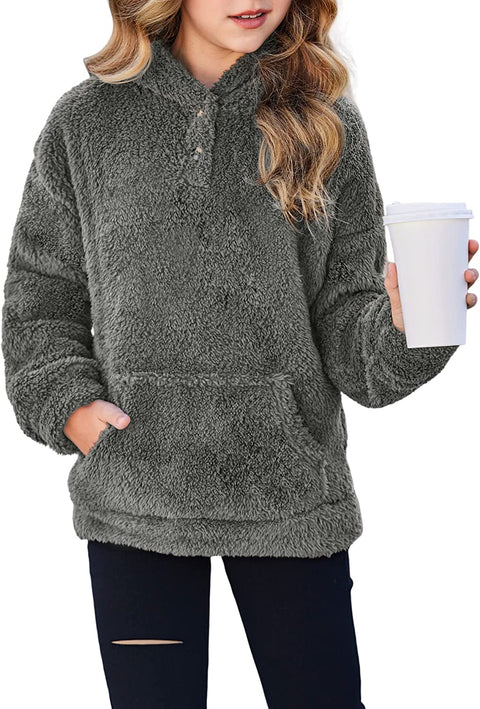 Arshiner Girls Warm Hoodie Sherpa Fleece Pullover