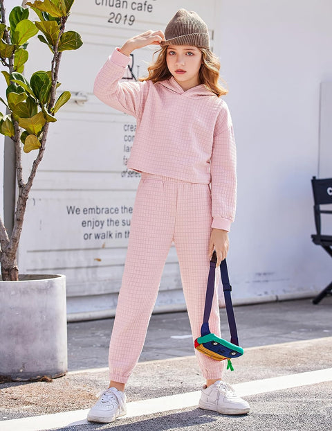 Arshiner Girls 2 Piece Hooded Sweatshirt and Sweatpants Sets