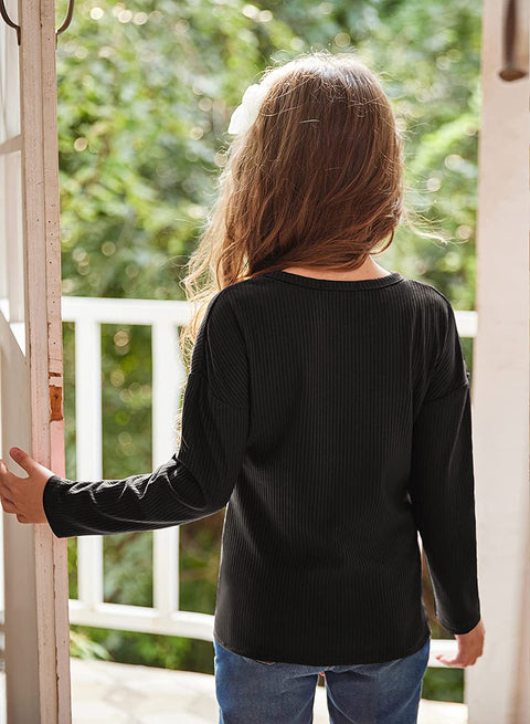Arshiner Girls Knit Tops Colorblock Shirts Long Sleeve Sweaters