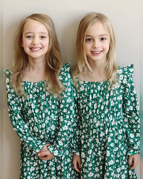Arshiner Girls Trendy Long Sleeve Ruffle Hem Elastic Waist Dresses