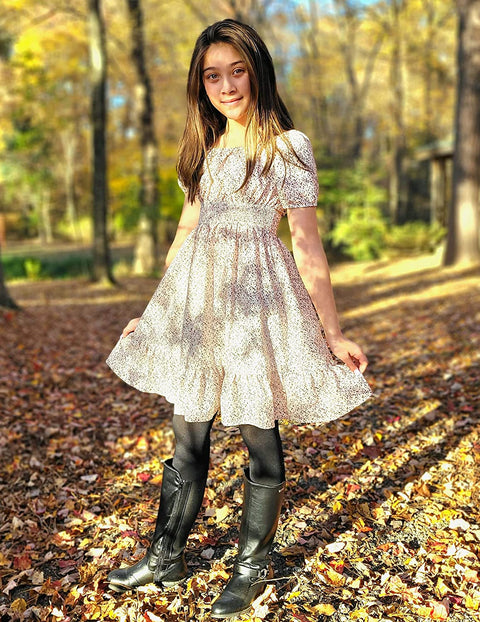 Arshiner Girls Tie Back Short Sleeve Ruffle Hem Off Shoulder Dresses