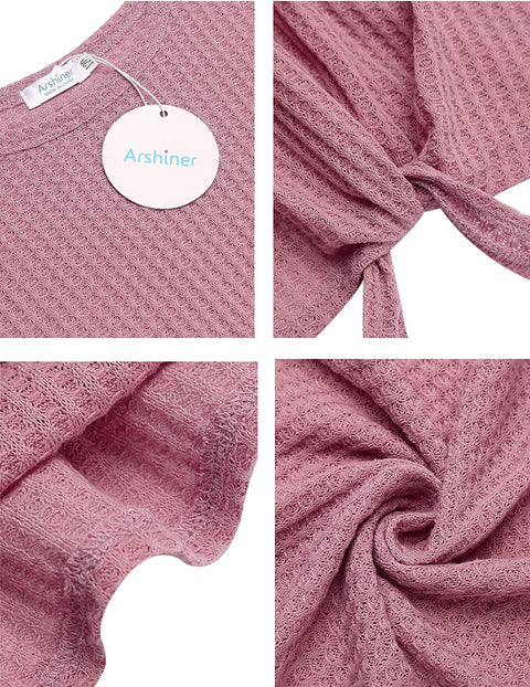 Arshiner Girls Knit Tops Colorblock Shirts Long Sleeve Sweaters