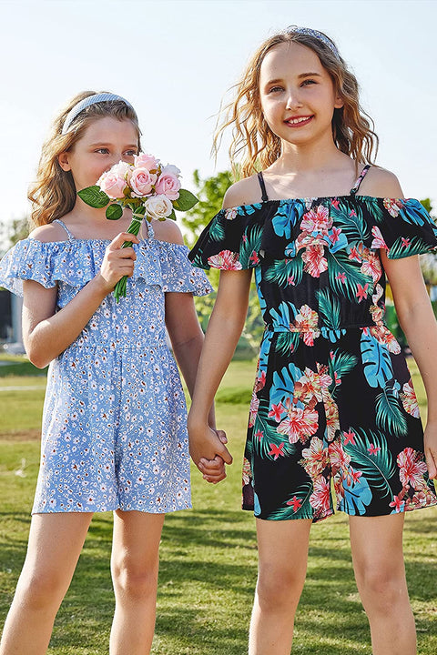 Arshiner Girls Kids Jumpsuit Off Shoulder Ruffle Romper Playsuit Summer Outfits Clothes Set