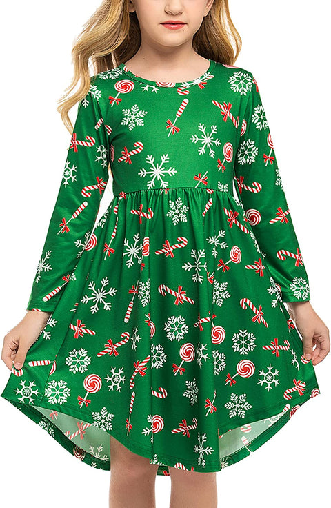 Arshiner Girls Long Sleeve Floral Dress Boho Twirly Skater Swing Dresses